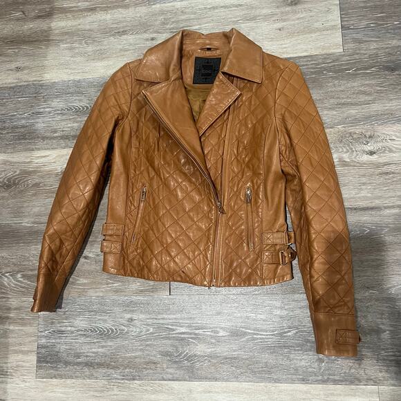 K.O.C Quilted Leather Moto Jacket Size Medium - Picture 5 of 5